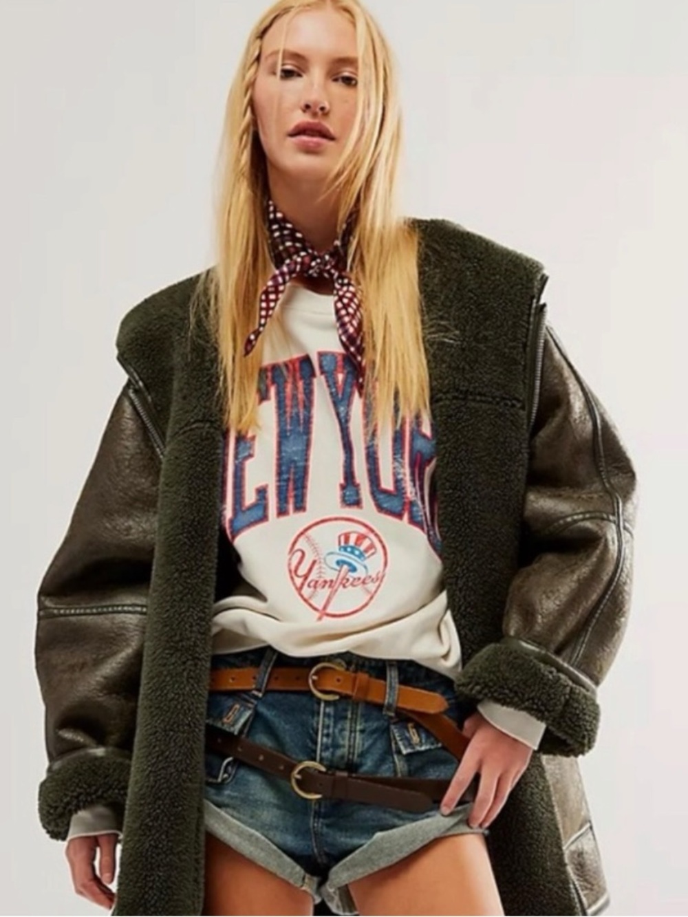 Free People Oversized Sherpa Hoodie Miller Vegan Chunky Jacket Coat Size Large - Picture 4 of 16